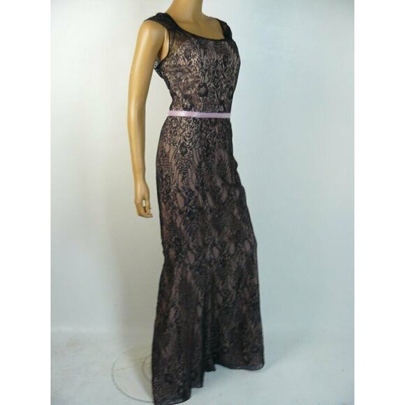 $1260 Verdin New York Black Nude Lace Pink Beaded Waist Mermaid Gown 10 NWT - Picture 7 of 11